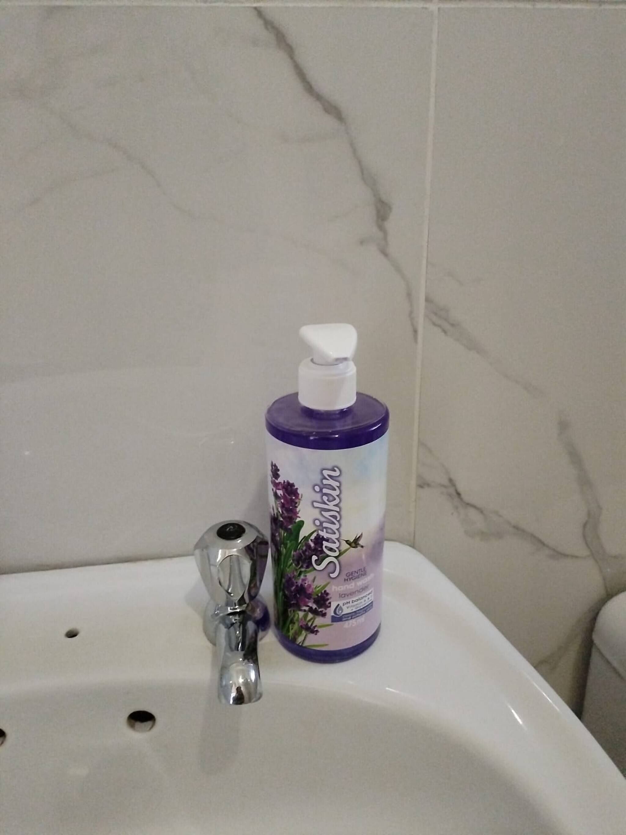 Un lavabo in bagno con un dispenser di sapone e un rubinetto.