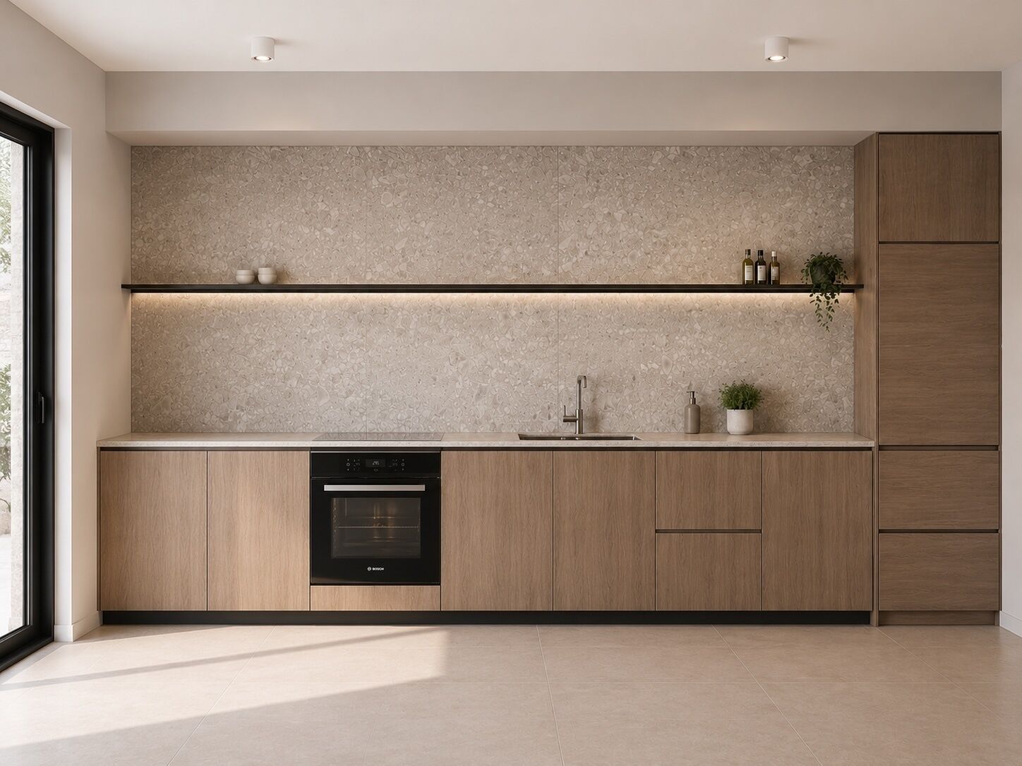 Wasserkocher mit Kaffee-/Teezubehör, Kühlschrank, Mikrowelle, Ofen