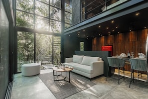 Living area - Tree60:· Jungle Villa Private Rooftop&Wood-Hot Tub (Chemuyil)