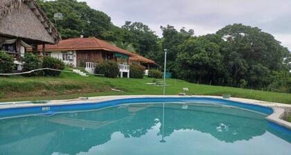 Ocean view, with pool ,block to beach , , Cozy 1-room house in bucaro with AC