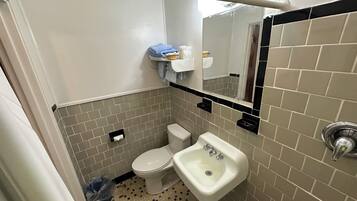 Shower, towels, toilet paper