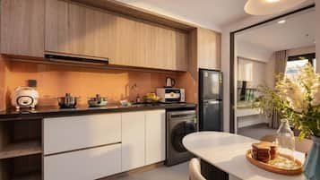 Apartemen, 1 kamar tidur, balkon, pemandangan kota | Dapur pribadi