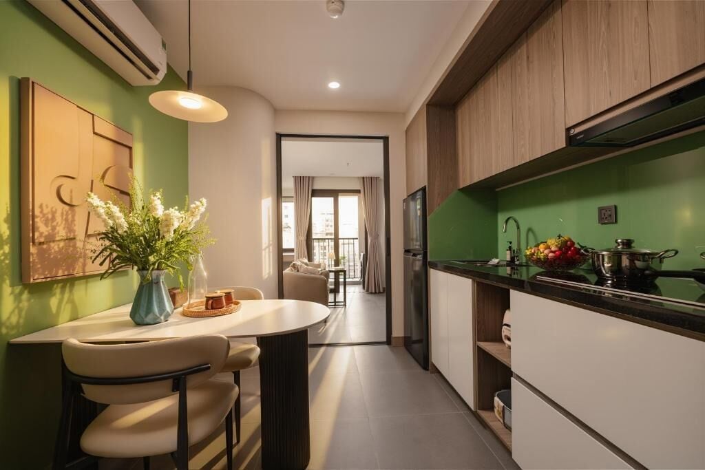 Departamento, 1 habitación | Cocina privada | Refrigerador, microondas, parrilla de estufa y utensilios de cocina 