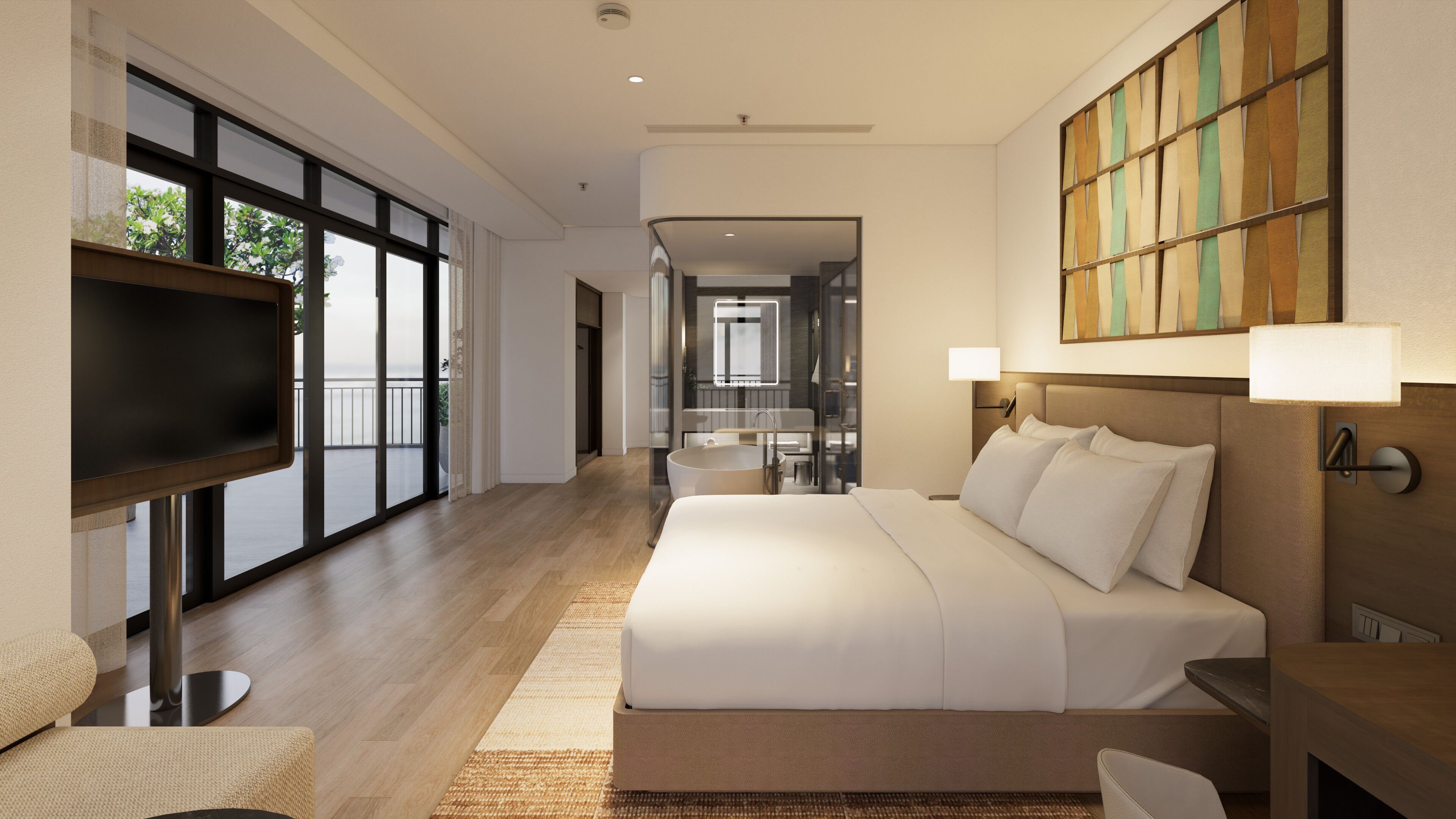 Deluxe Double or Twin Room, Balcony, Beach View | In-room safe, blackout drapes, iron/ironing board, WiFi (free)