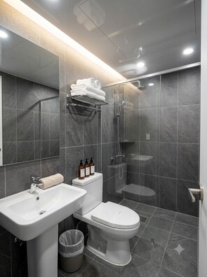 Standard Double Room, Refrigerator | Bathroom | Shower, free toiletries, hair dryer, slippers