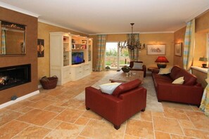 Smart TV, fireplace, video games, books
