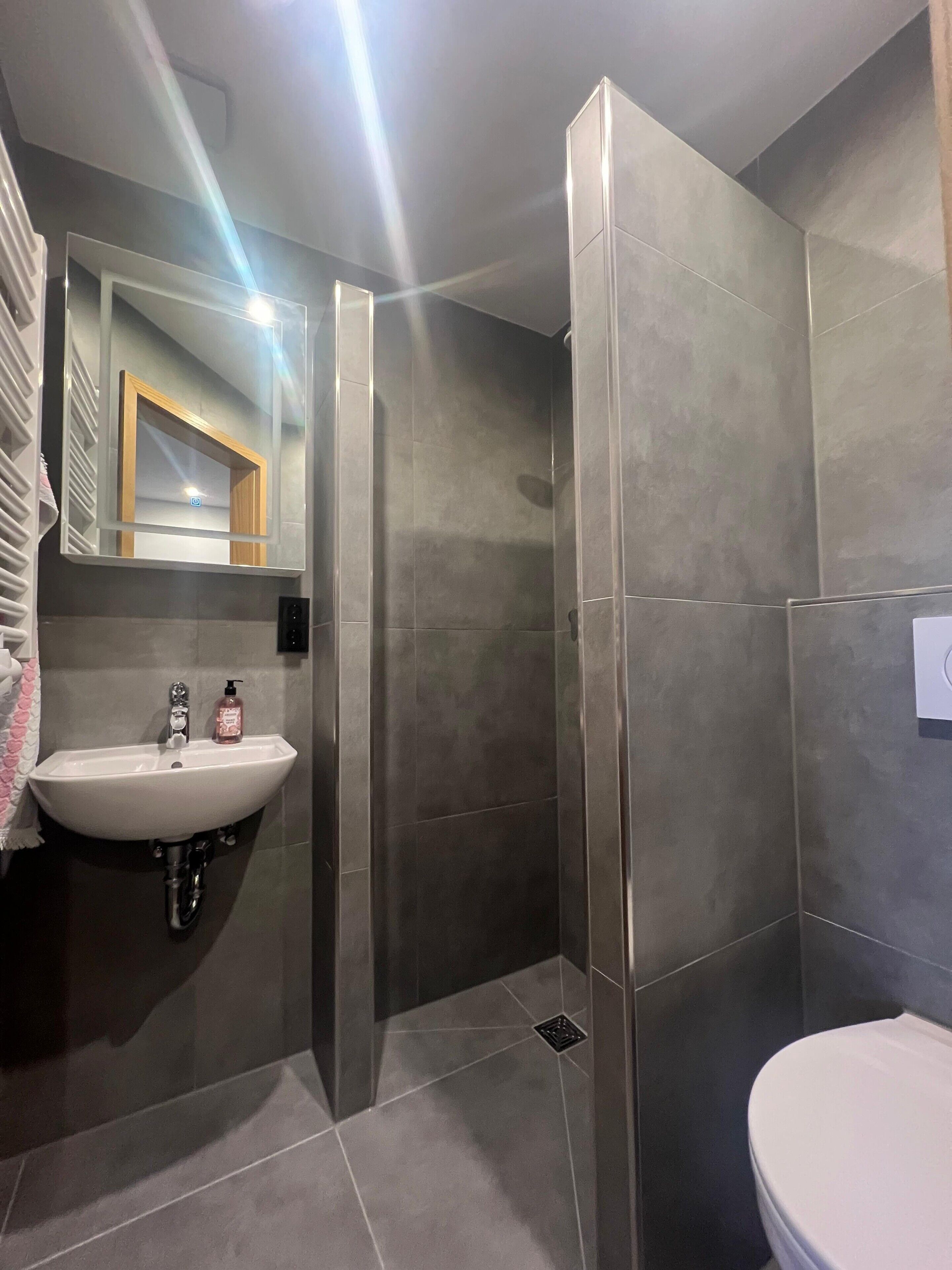 Dusche, Haartrockner, Handtücher