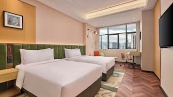 Twin Room, 2 Twin Beds | Down comforters, desk, blackout drapes, iron/ironing board