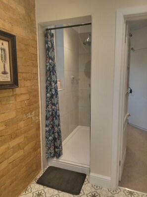 Shower, hair dryer, towels, soap - Pet-friendly huge apartment with sea views in Bournemouth upto 4 people. (Bournemouth)