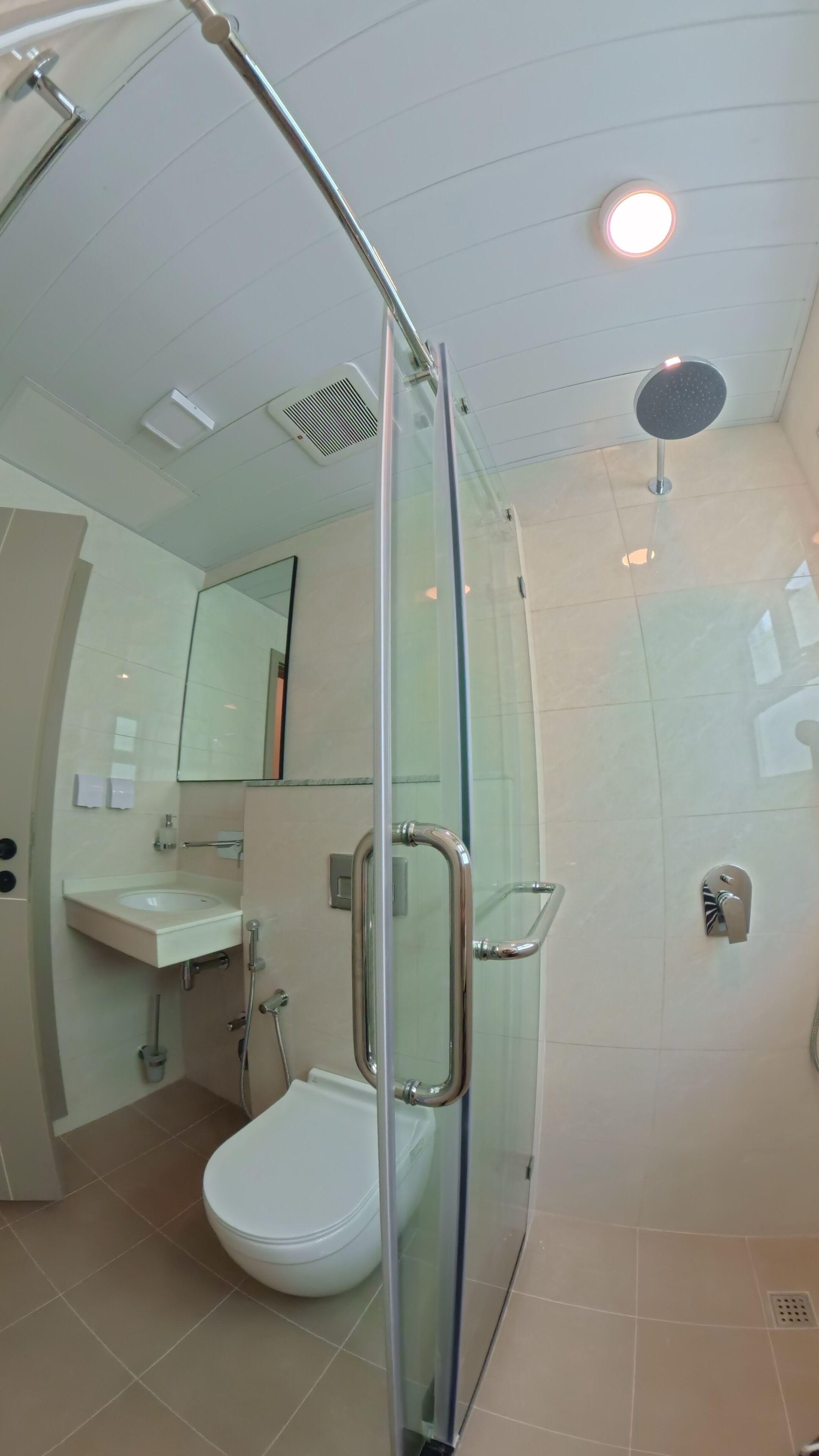 City Apartment, Balcony, Ocean View | Bathroom | Shower, slippers, towels, soap