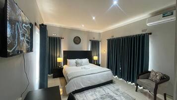 Blackout drapes, iron/ironing board (on request), WiFi (free)