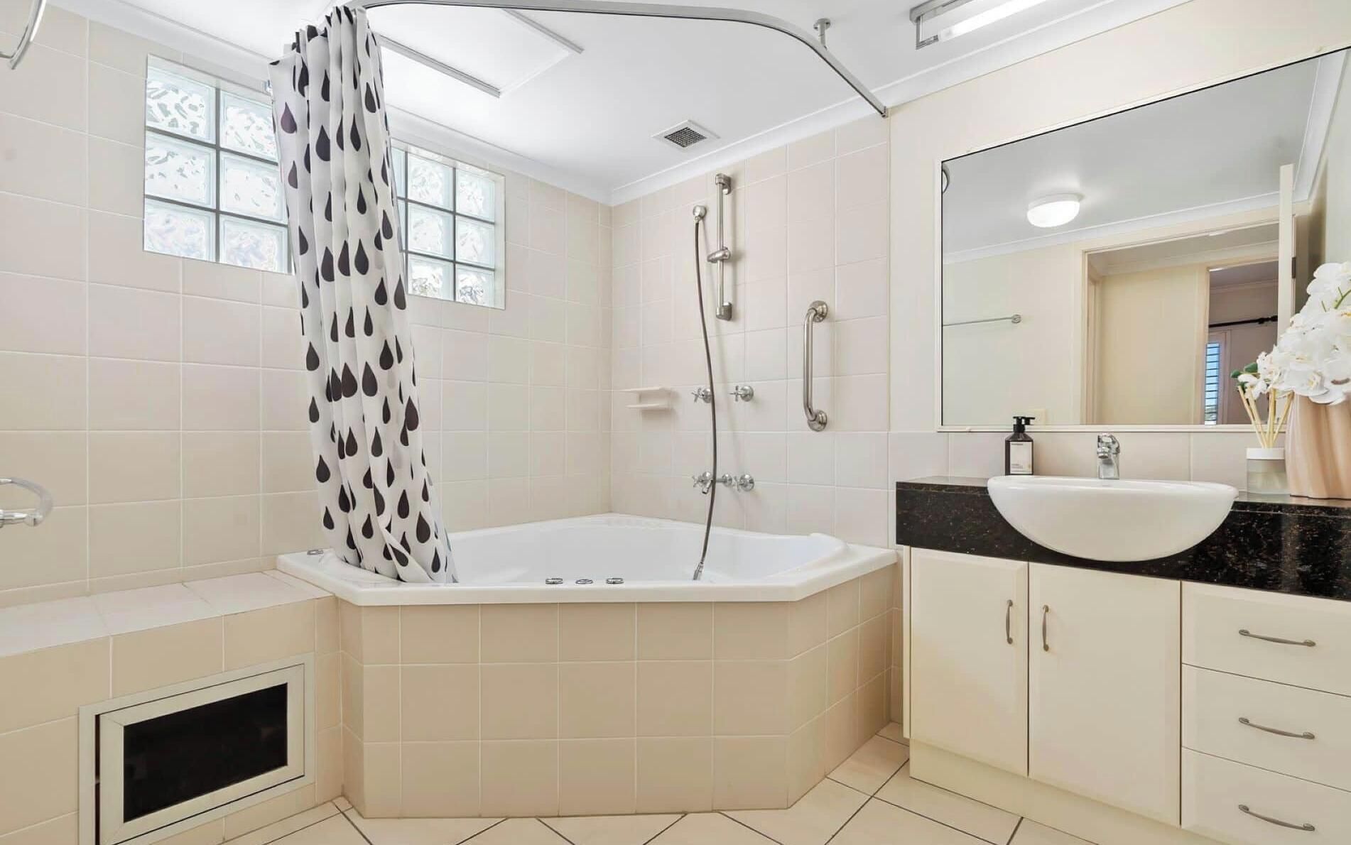 Shower, jetted tub
