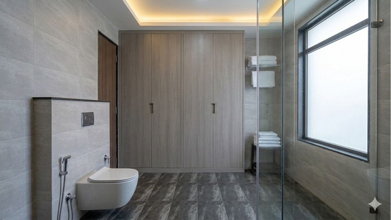 Buồng tắm vòi sen, khăn tắm, xà phòng, dầu gội 