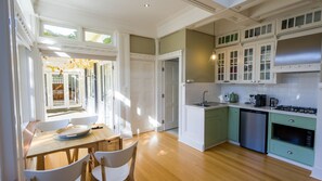 Coffee/tea maker, fridge, microwave, stovetop - Cabin Charm—Hot Tub Bliss Moments from the Beach (Cowes)