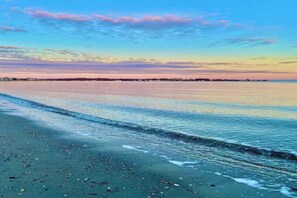 A beach with a calm sea and a clear sky. - The Palms Beach House Milford (Milford)