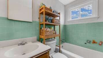 Hair dryer, soap, toilet paper