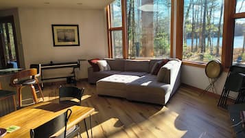 Smart TV, fireplace, foosball, printers
