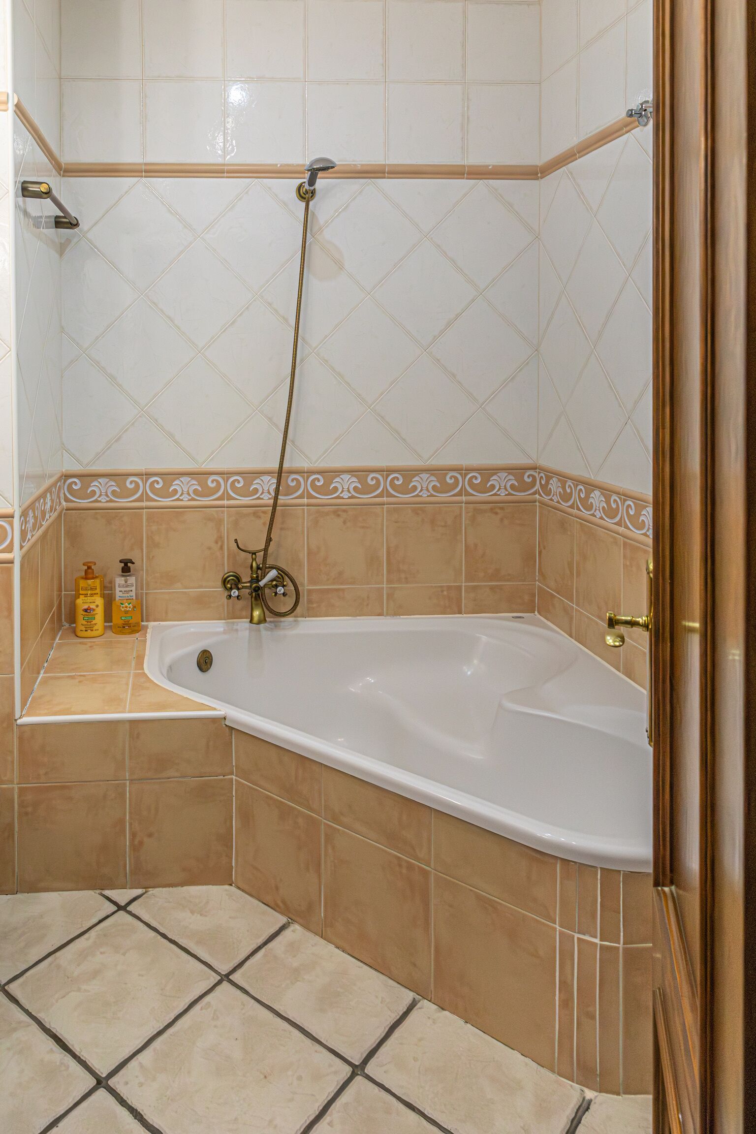 Ducha, bañera de hidromasaje, secador de pelo y bidé