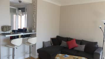 TV, fireplace, DVD player, books