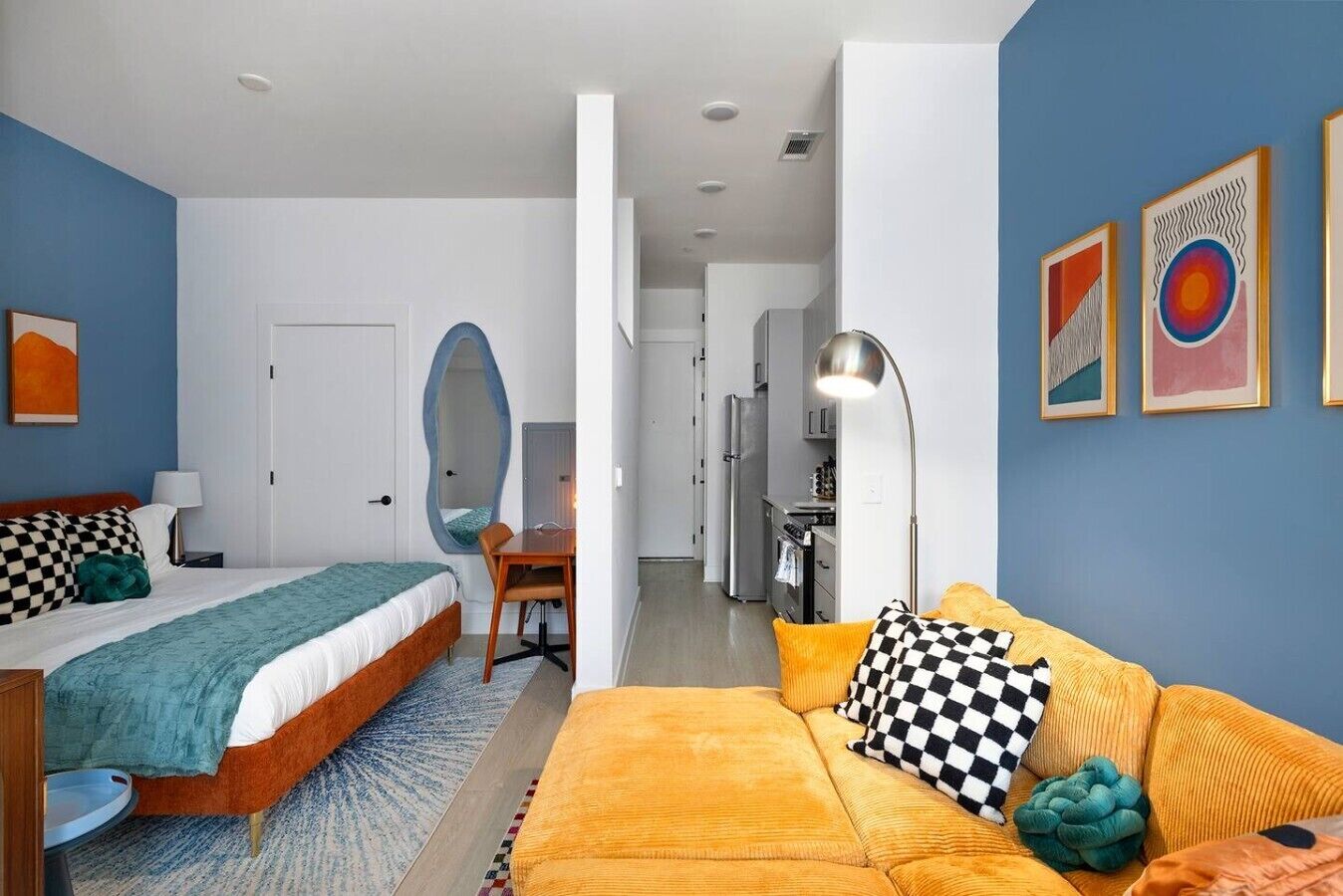 1 bedroom, desk, iron/ironing board, travel crib