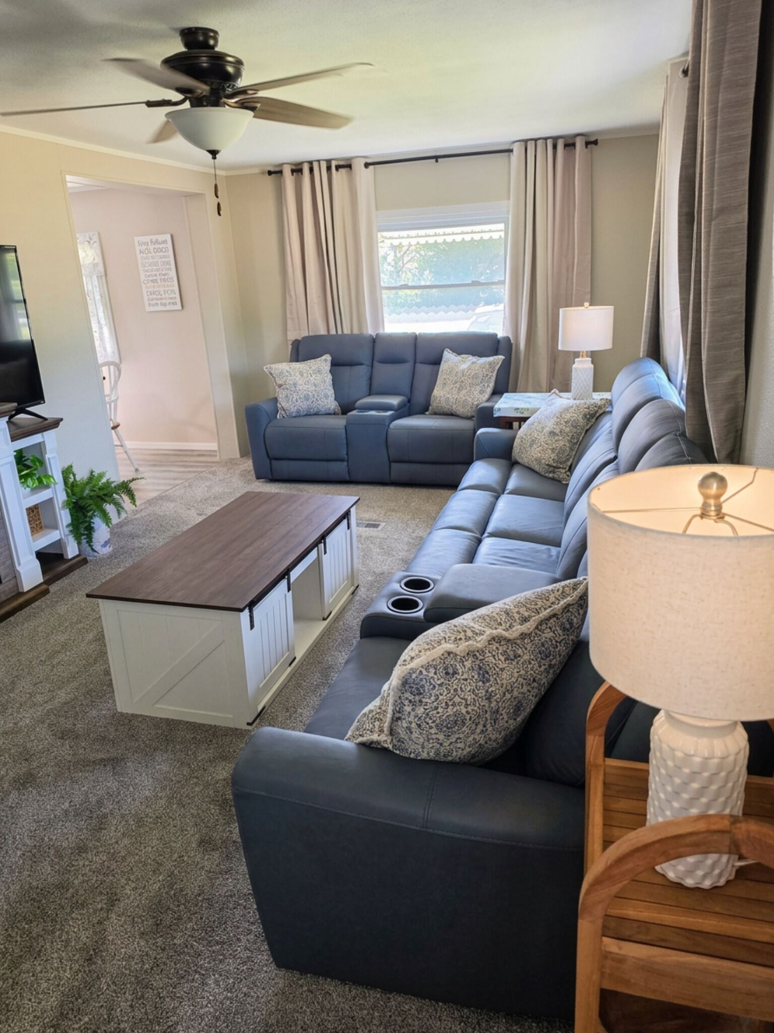 Smart TV, fireplace, computer monitors, printers