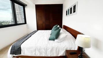 2 bedrooms, in-room safe, iron/ironing board, travel cot