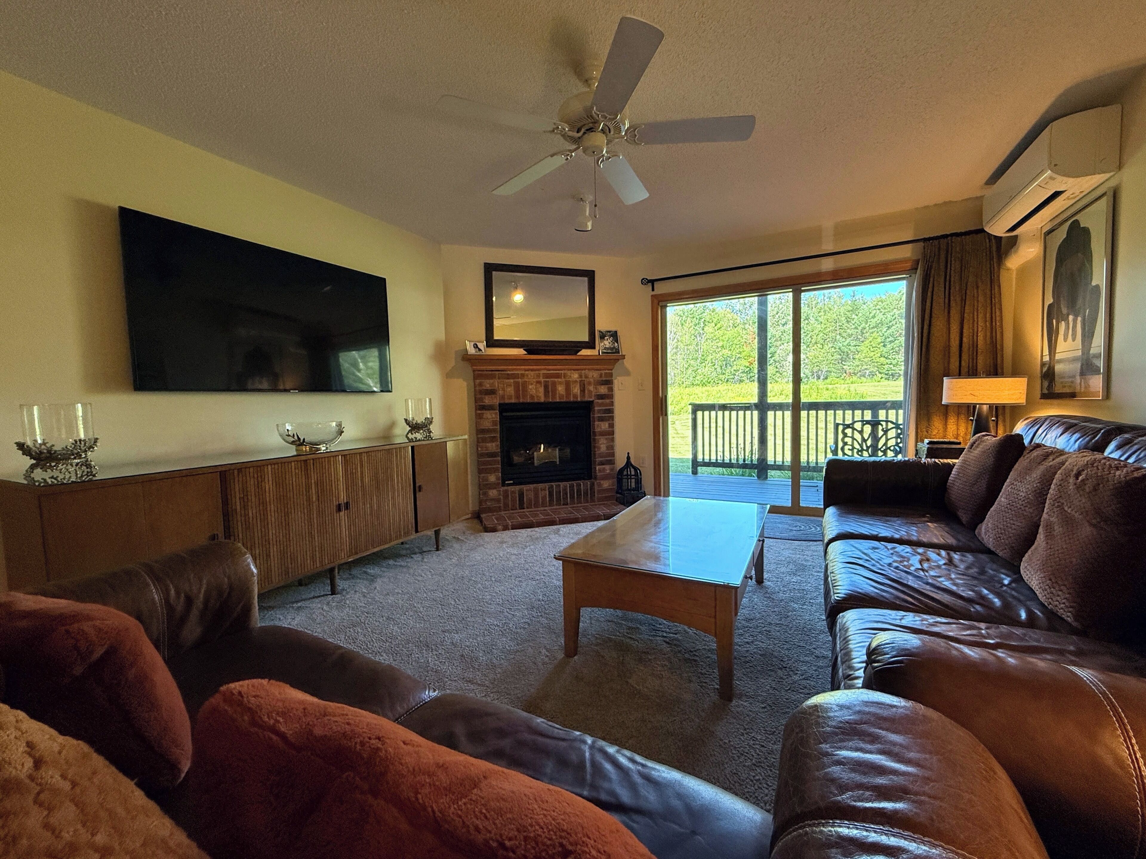 Smart TV, fireplace, DVD player