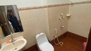 Douche, serviettes fournies, savon, papier toilette