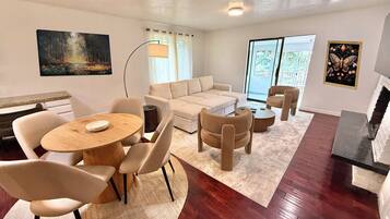 Deluxe House, Multiple Bedrooms, Mountain View | Living area | 55-inch flat-screen TV with digital channels, computer monitors