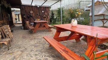 Standard Double Room, 1 Queen Bed, Patio, Hill View | Outdoor dining