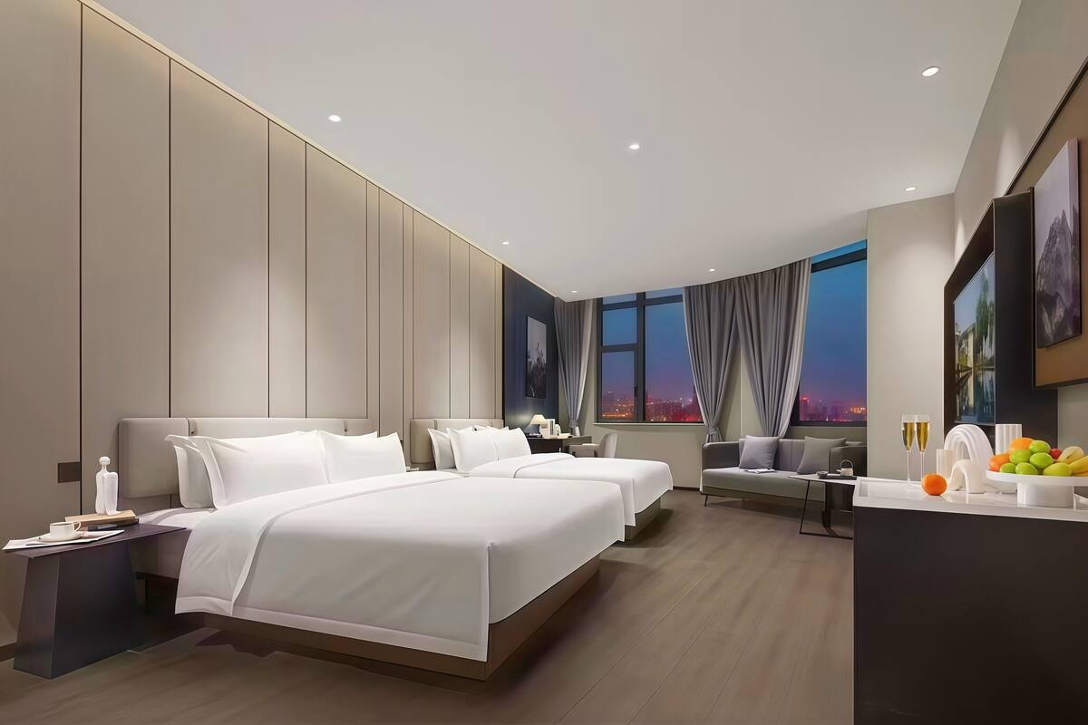 Family Quadruple Room, City View | Premium bedding, down comforters, memory foam beds, desk
