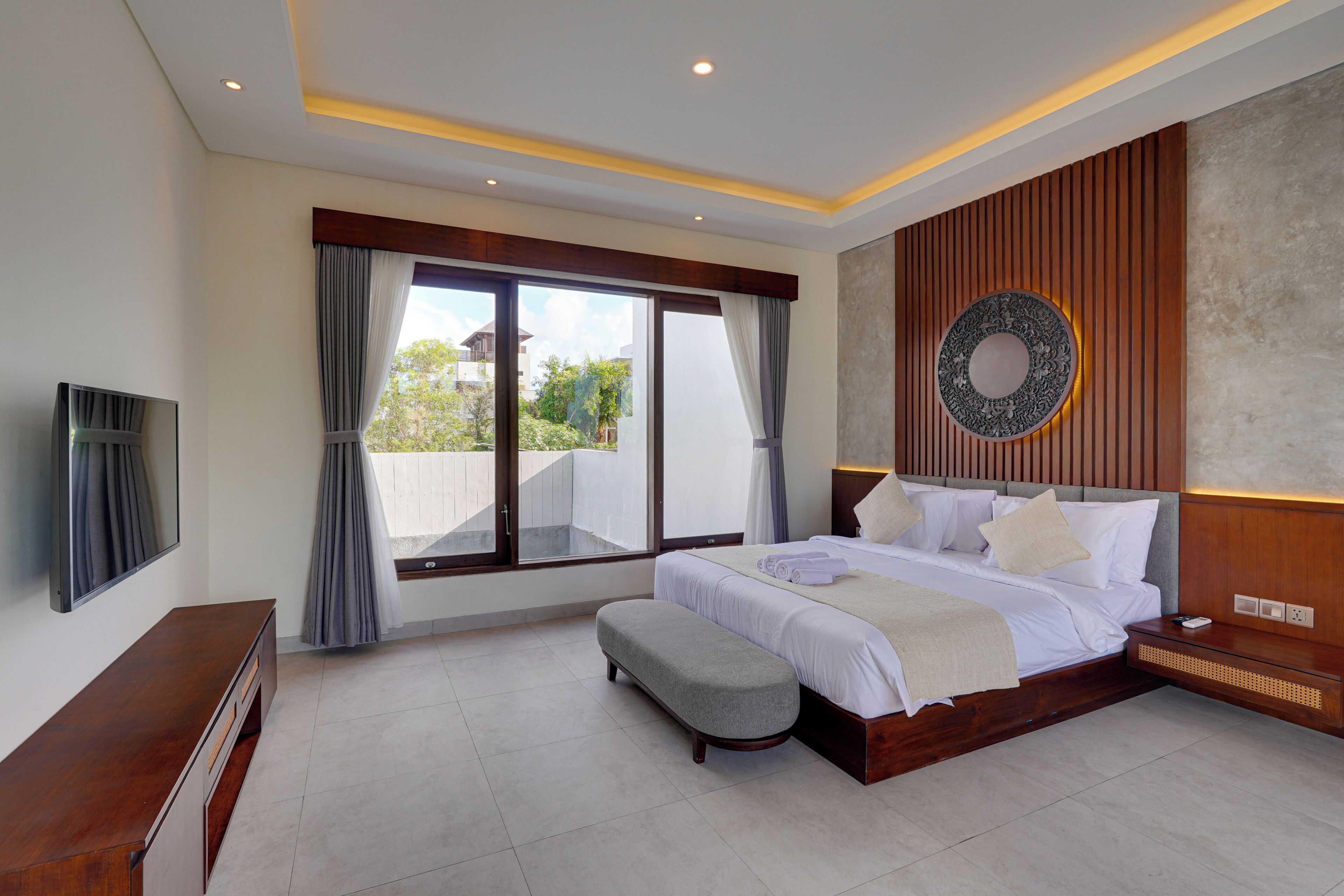 Villa, 3 Bedrooms, Private Pool, Pool View | In-room safe, desk, laptop workspace, blackout curtains