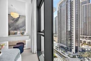 Departamento Premium, 1 cama King size y sofá cama, vista a la ciudad | Caja de seguridad en la habitación y wifi gratis