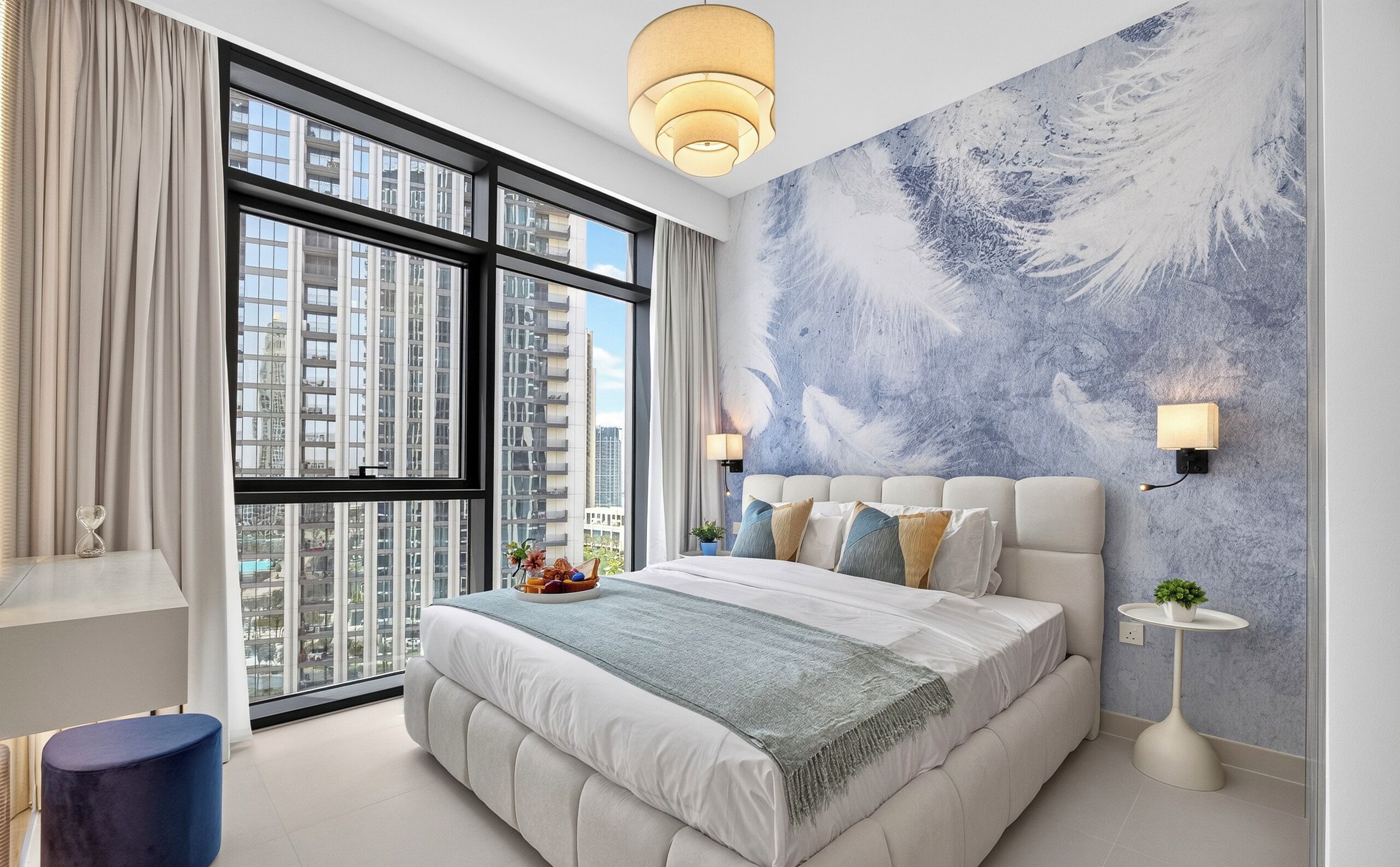 Apartemen Premium, 1 Tempat Tidur King dengan tempat tidur Sofa, pemandangan kota | Brankas dan Wi-Fi gratis