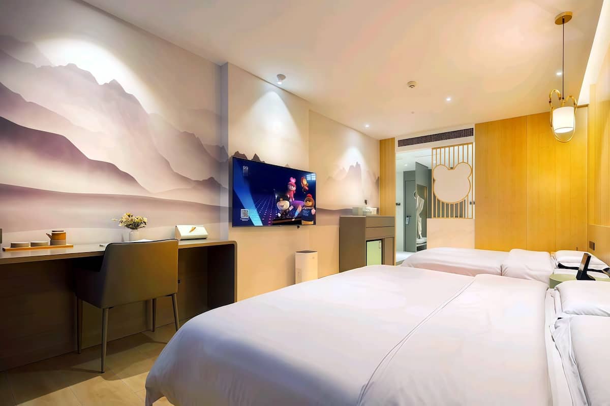Family Twin Room | Premium bedding, down comforters, memory foam beds, desk
