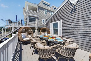 Outdoor dining - Oceanfront Home w/HotTub, Game Room, Movie Theater (Scituate)