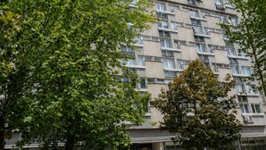 A multi-story residential building with balconies, a paved ground floor, and a tree-lined street. - Lumina 2-room Apartment near Metro  (Warszawa)
