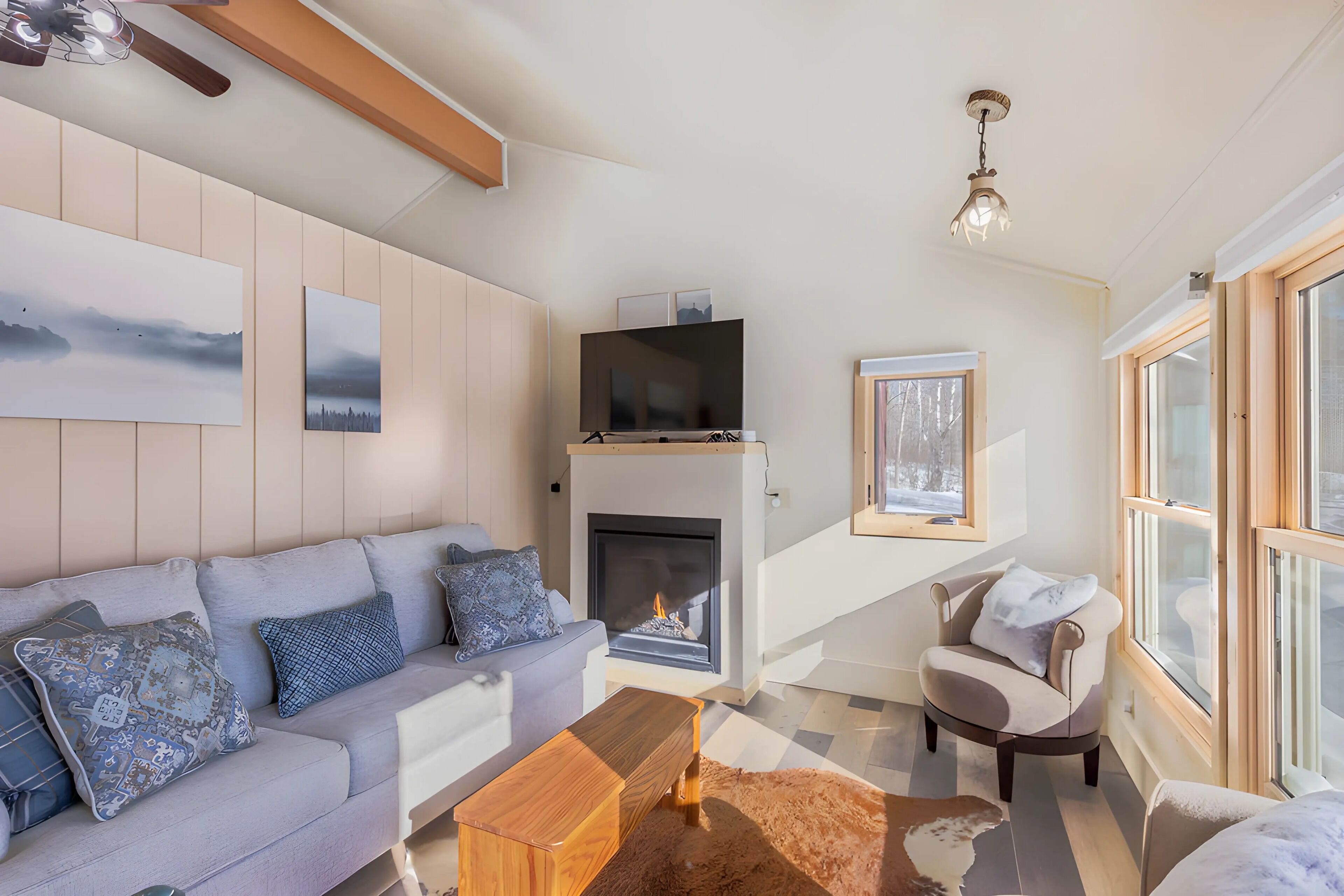 Smart TV, fireplace, video games