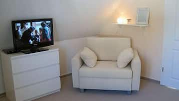 TV, lareira, DVD player