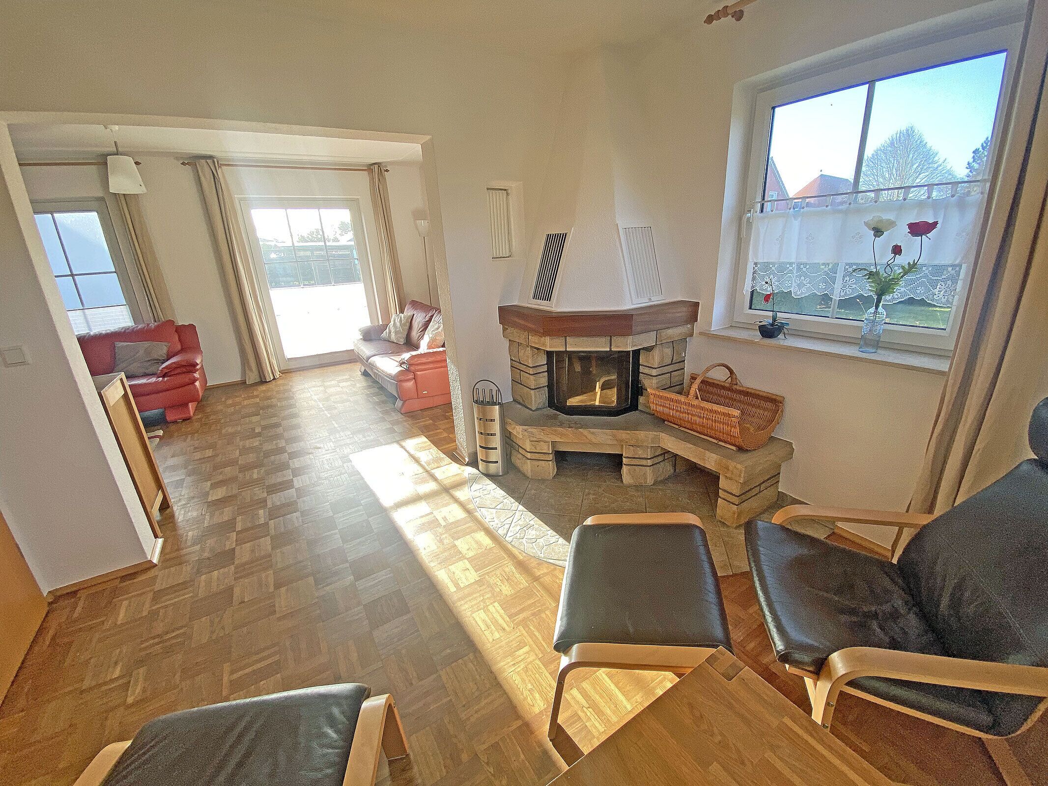 TV, fireplace, DVD player, books
