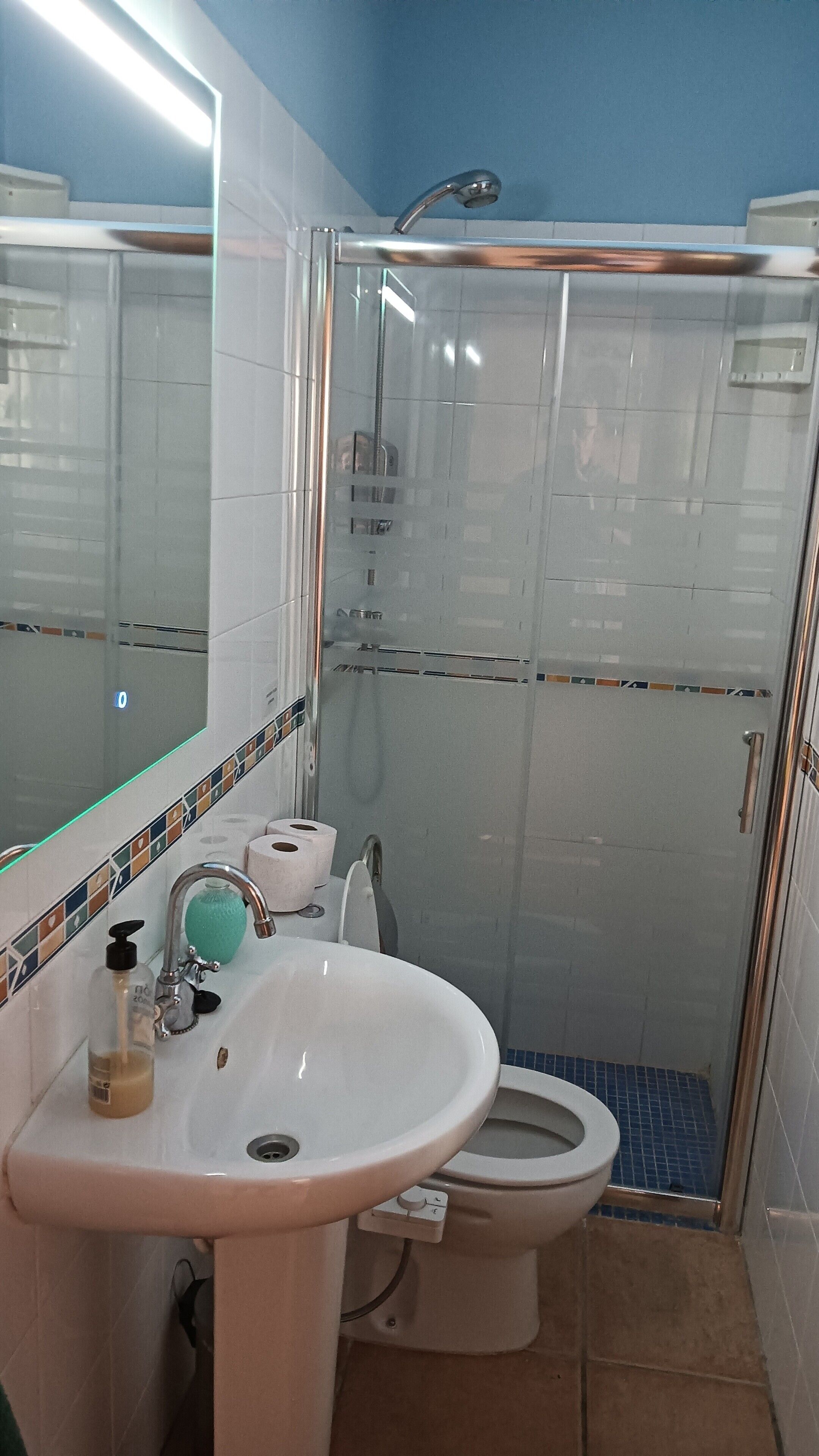 Ducha, secador de pelo y toallas