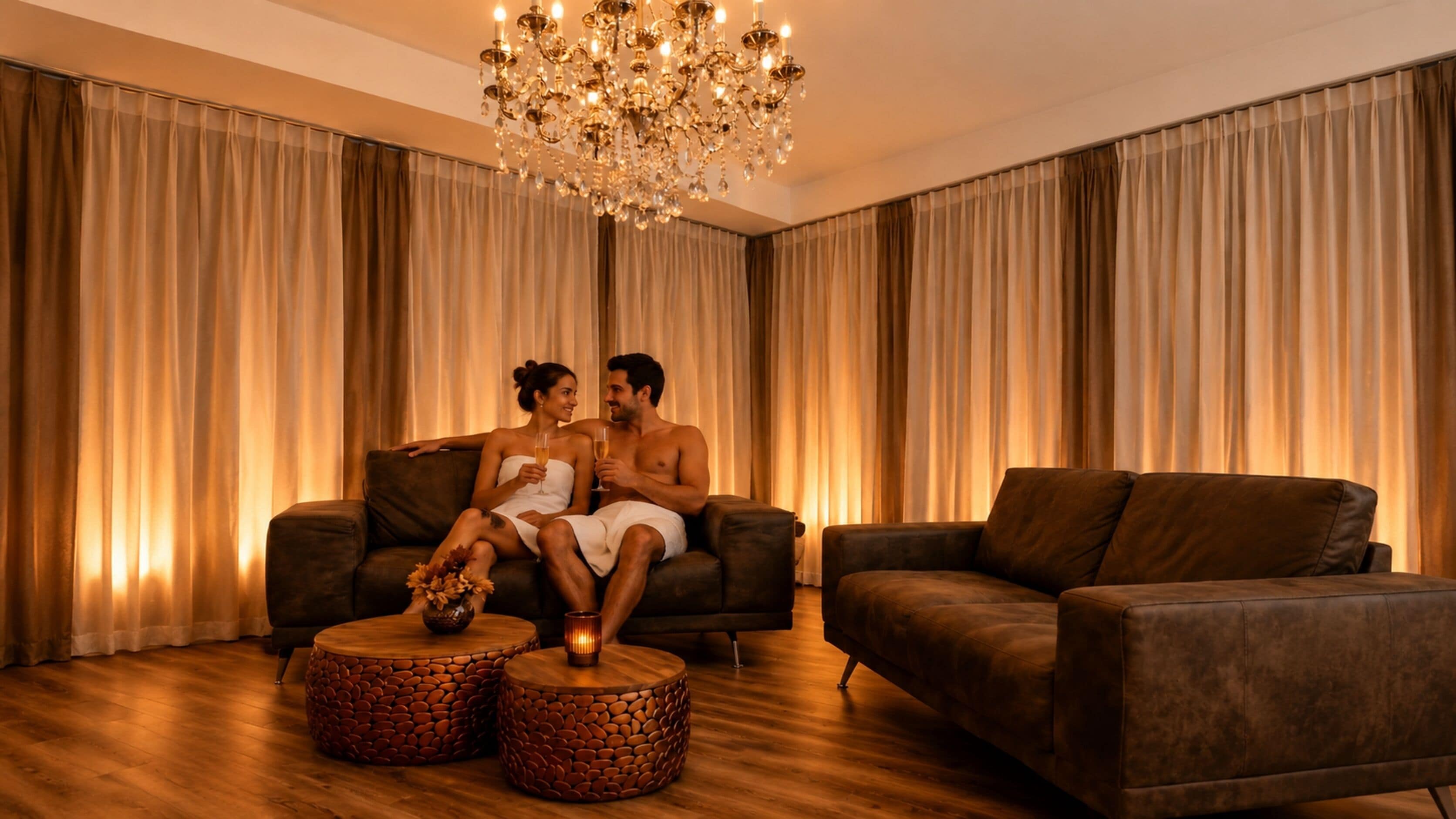 Sursee Crystal Luxury Suite (Private spa with whirlpool and Finnish sauna) | Living area | 65-inch LED TV with digital channels, streaming services