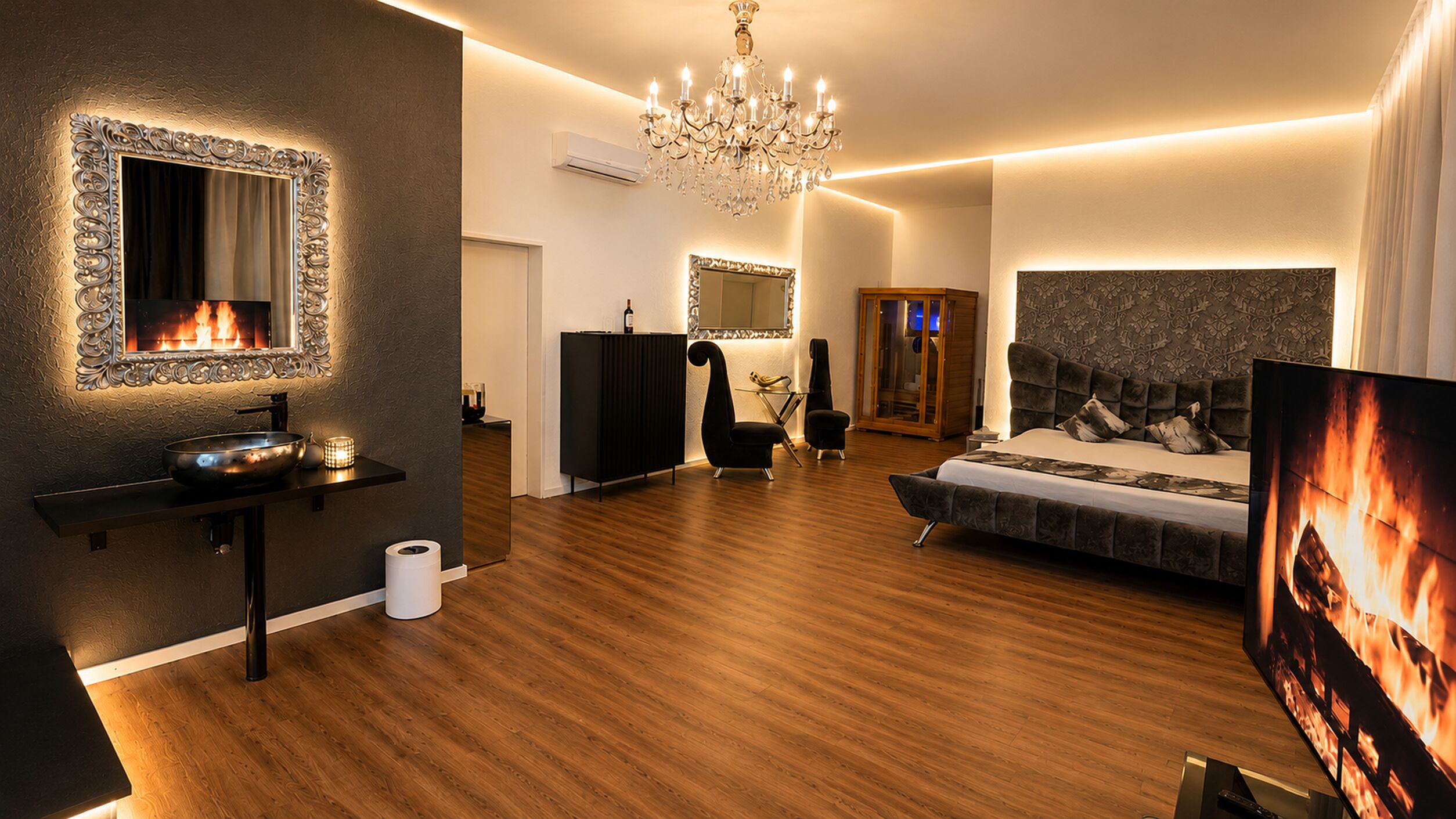 Suite | Living area | 65-inch LED TV with digital channels, streaming services