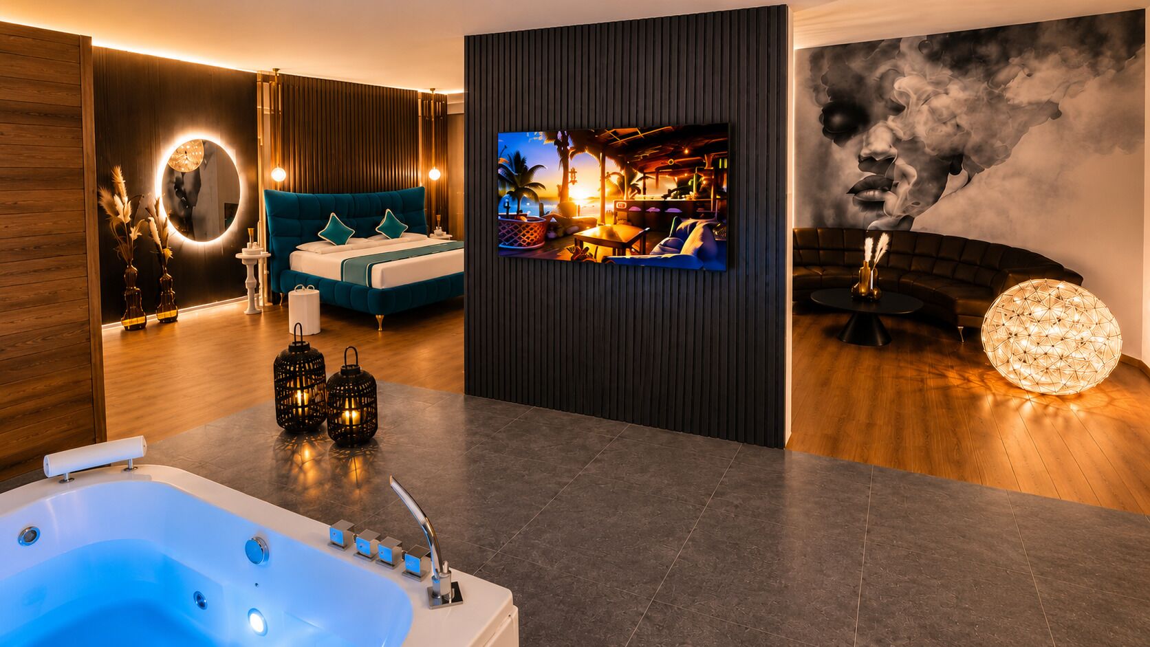 Suite | Badkamer | Een aparte badkuip en douche, een bubbelbad, een regendouche