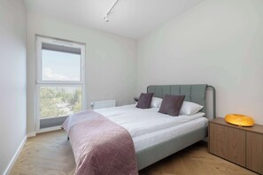 1 bedroom, desk, iron/ironing board, travel crib
