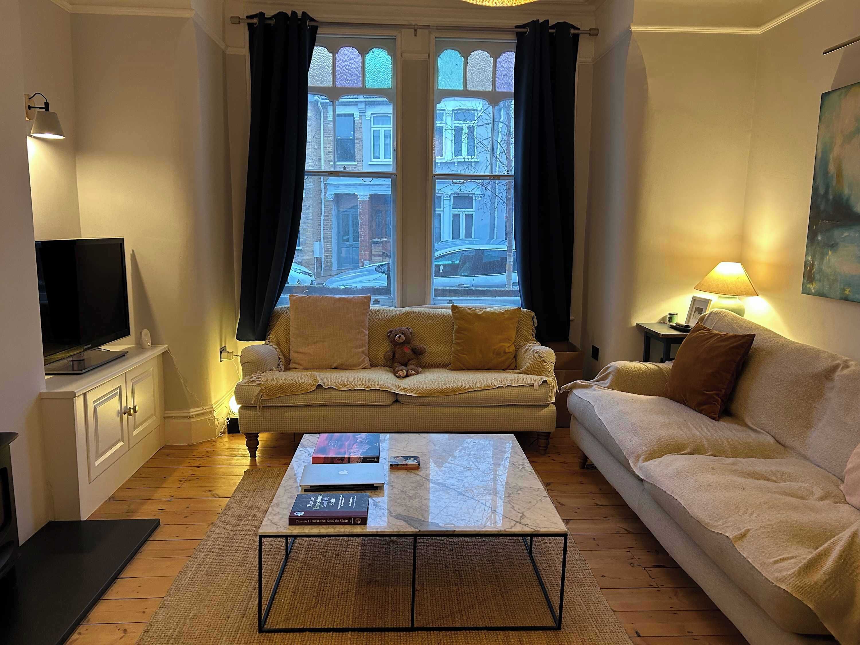 TV, fireplace, offices
