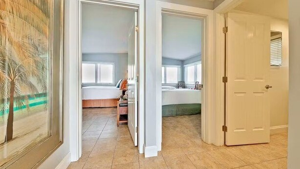 A hotel room with a bed, a desk, and a window. - On The Sand, Perfect 4 Families, Endless Sunset Views! (Dana Point)