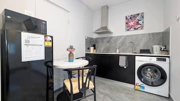 Fridge, microwave, stovetop, toaster