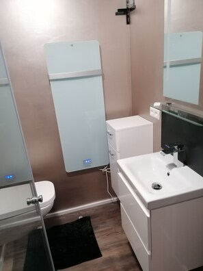 Bathroom - 43-square-meter ground-floor apartment with a terrace and a relaxing garden with access to the river (Baden-Baden Lichtental)