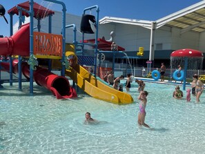 A water park with slides and water features. - Unity Beach (Burnham-on-Sea)
